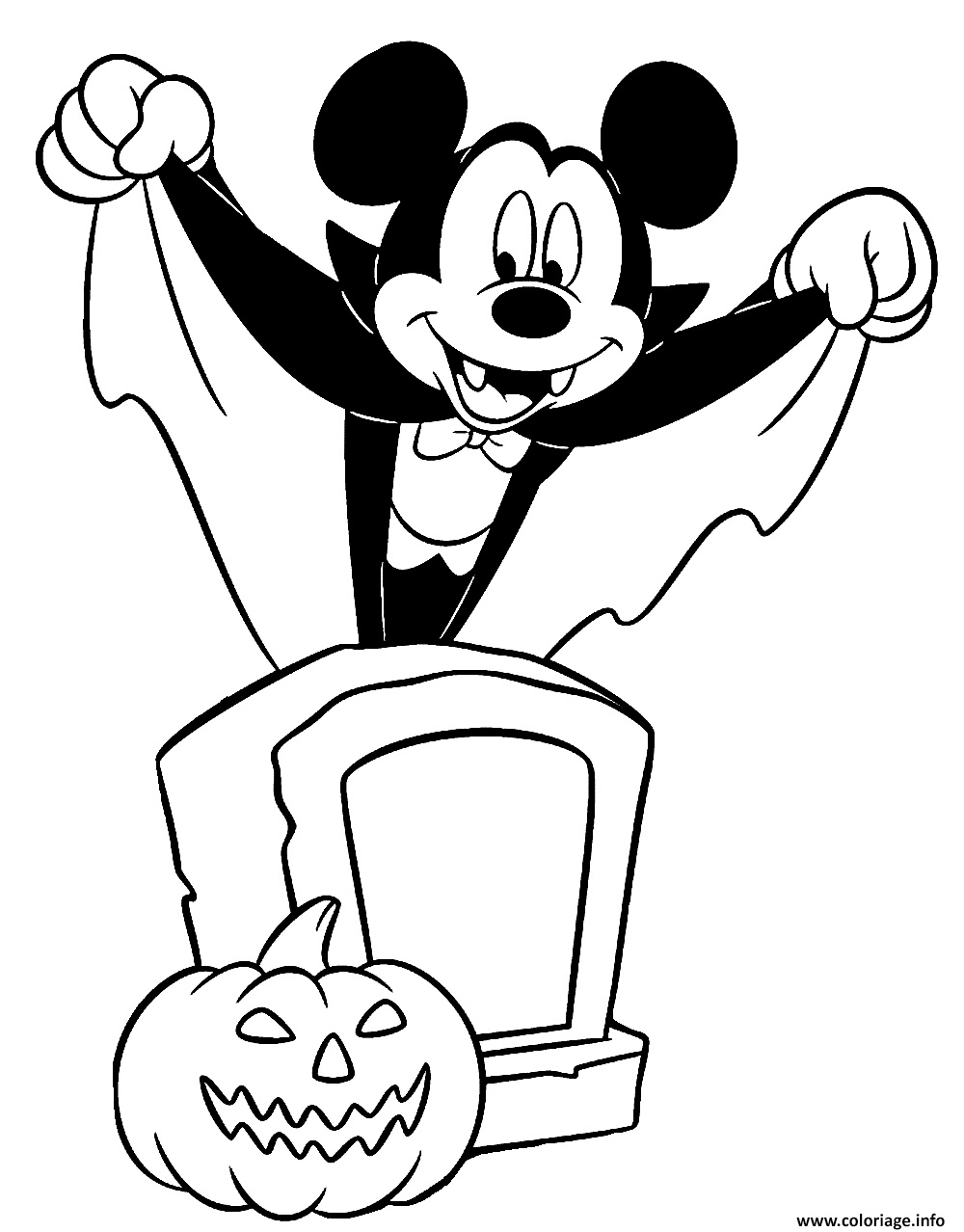 halloween mickey le vampire disney coloriage dessin