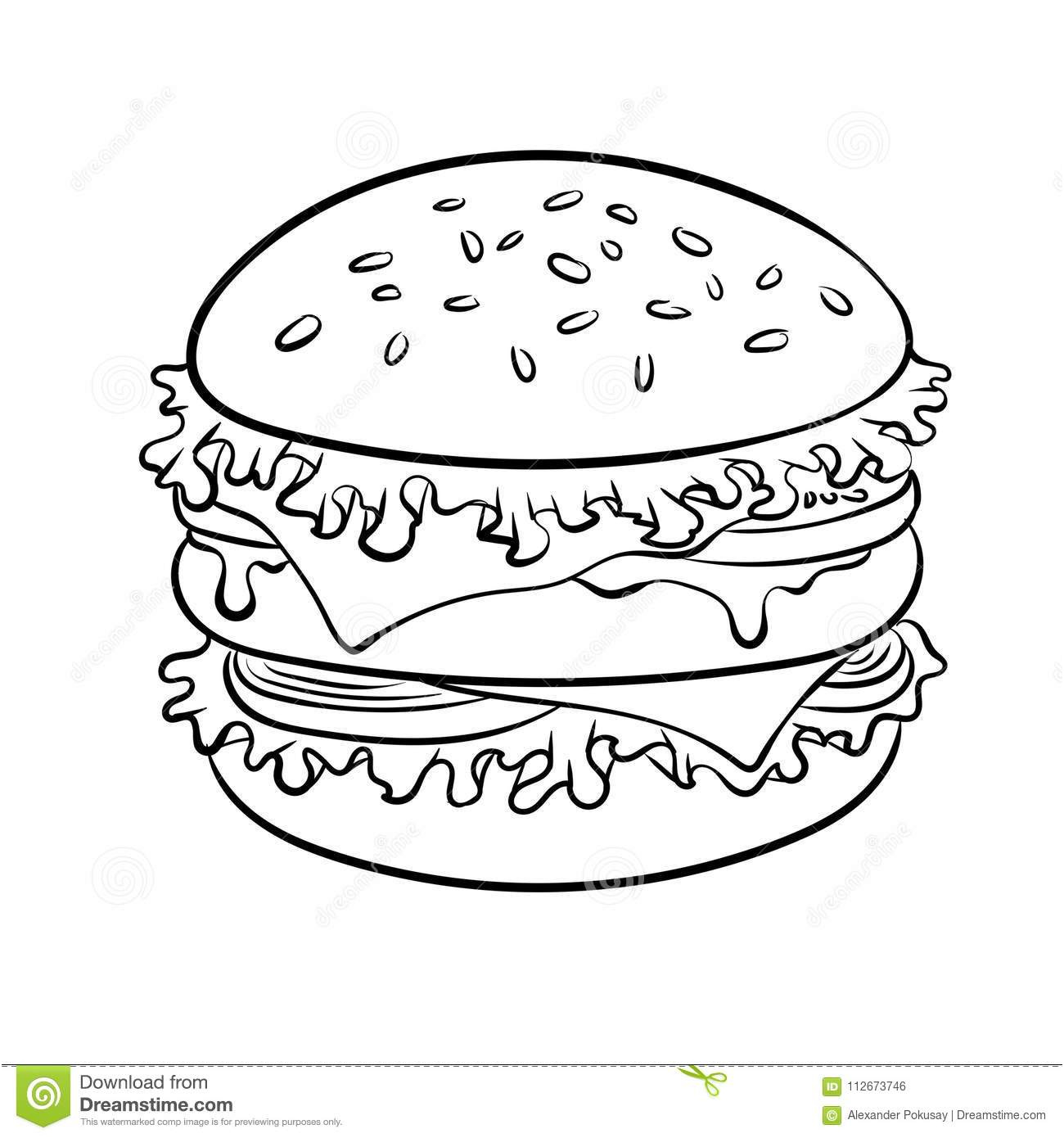 vecteur de livre coloriage sandwich à hamburger image