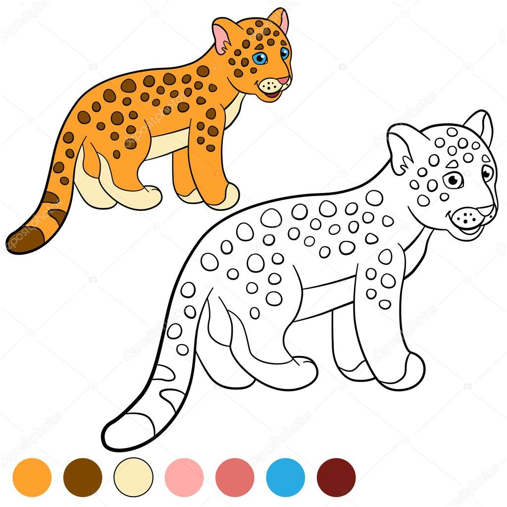 stock illustration coloring page with colors little