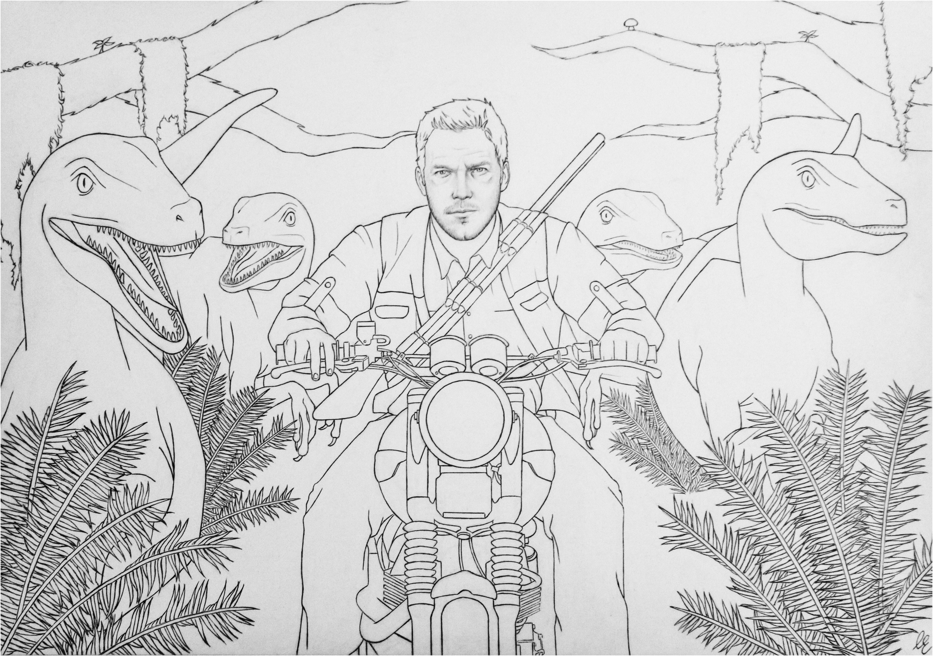coloring page jurassic world