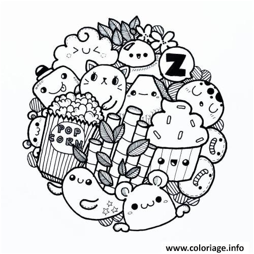 kawaii food animal cute coloriage dessin