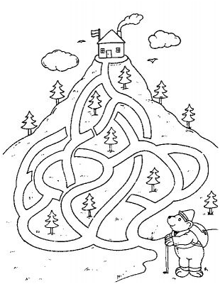 coloriage a imprimer jeu du labyrinthe la cabane en haut de la montagne