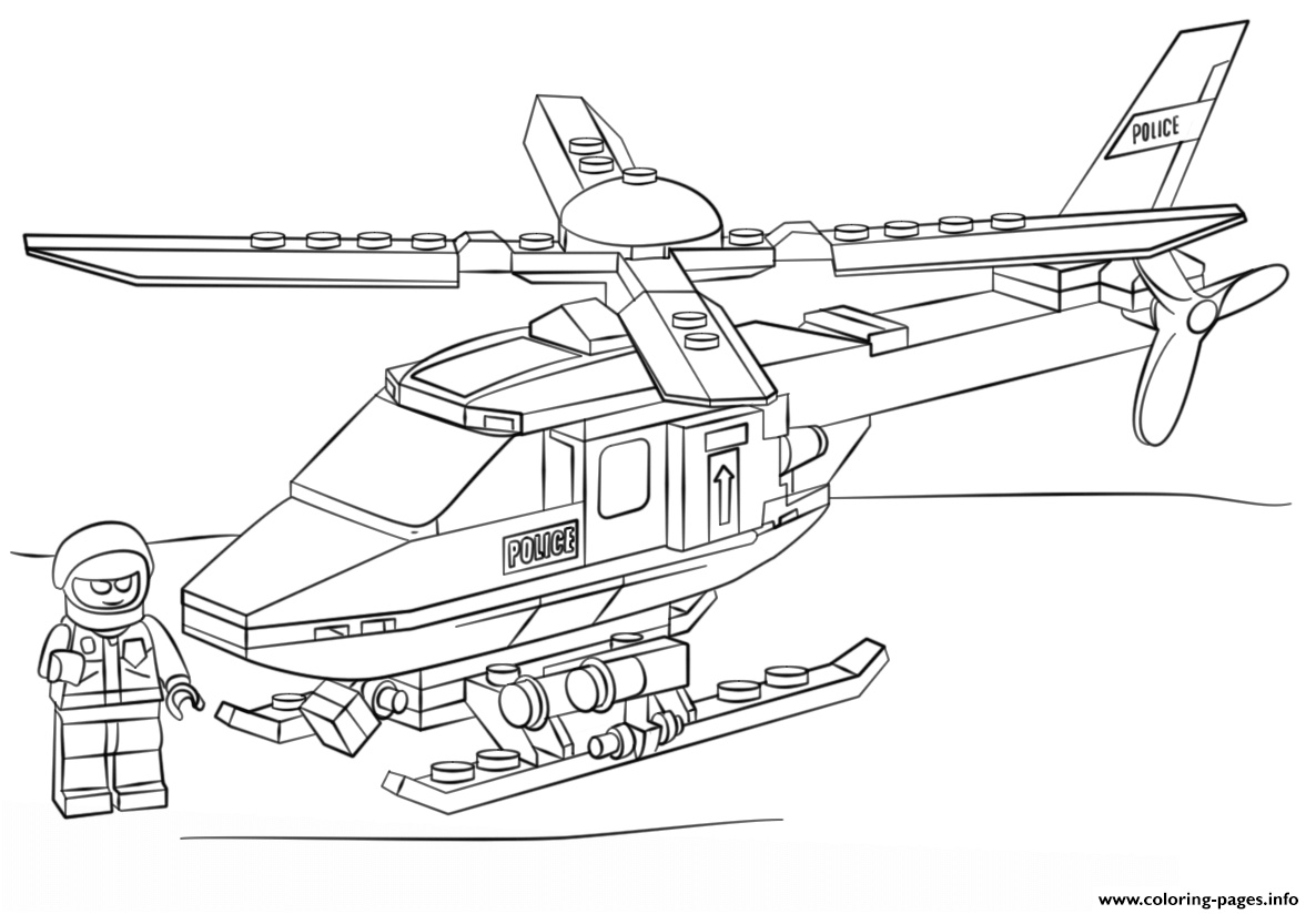 lego police helicopter city printable coloring pages book