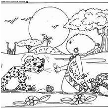coloriage de l enfant et le leopard