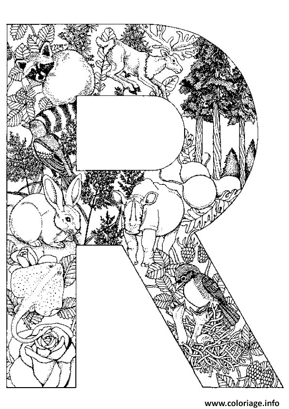 lettre r alphabet animaux coloriage