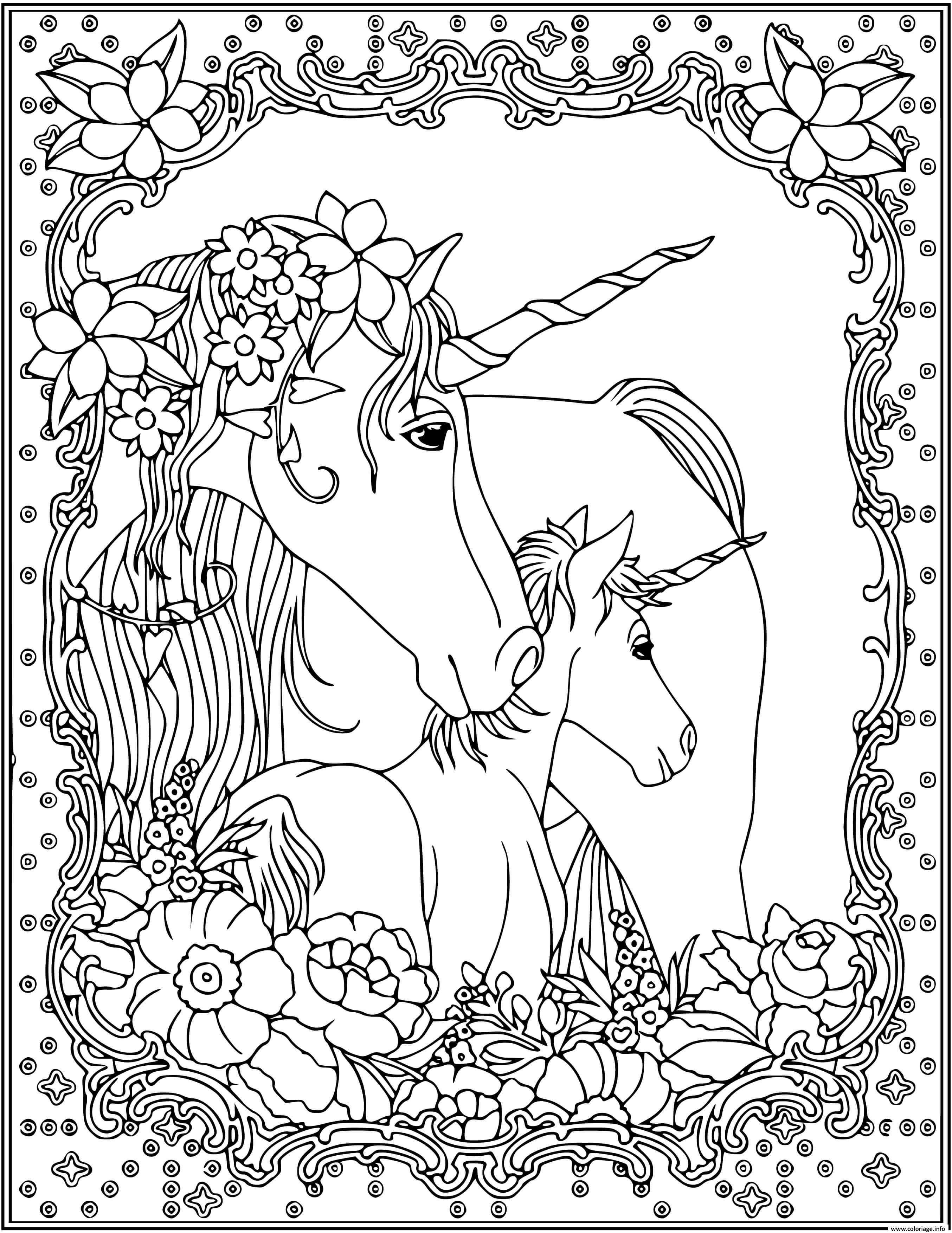 licorne unicorn adulte coloriage dessin