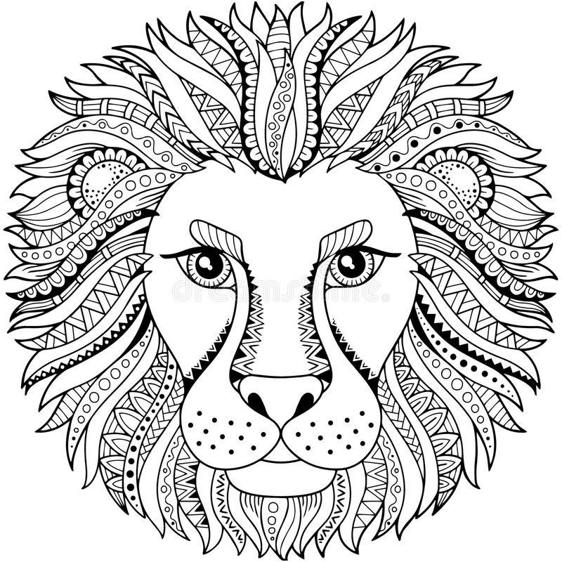 illustration stock livre de coloriage de vecteur pour l adulte silhouette de lion d isolement sur le fond blanc signe lion de zodiaque prinn abstrait image