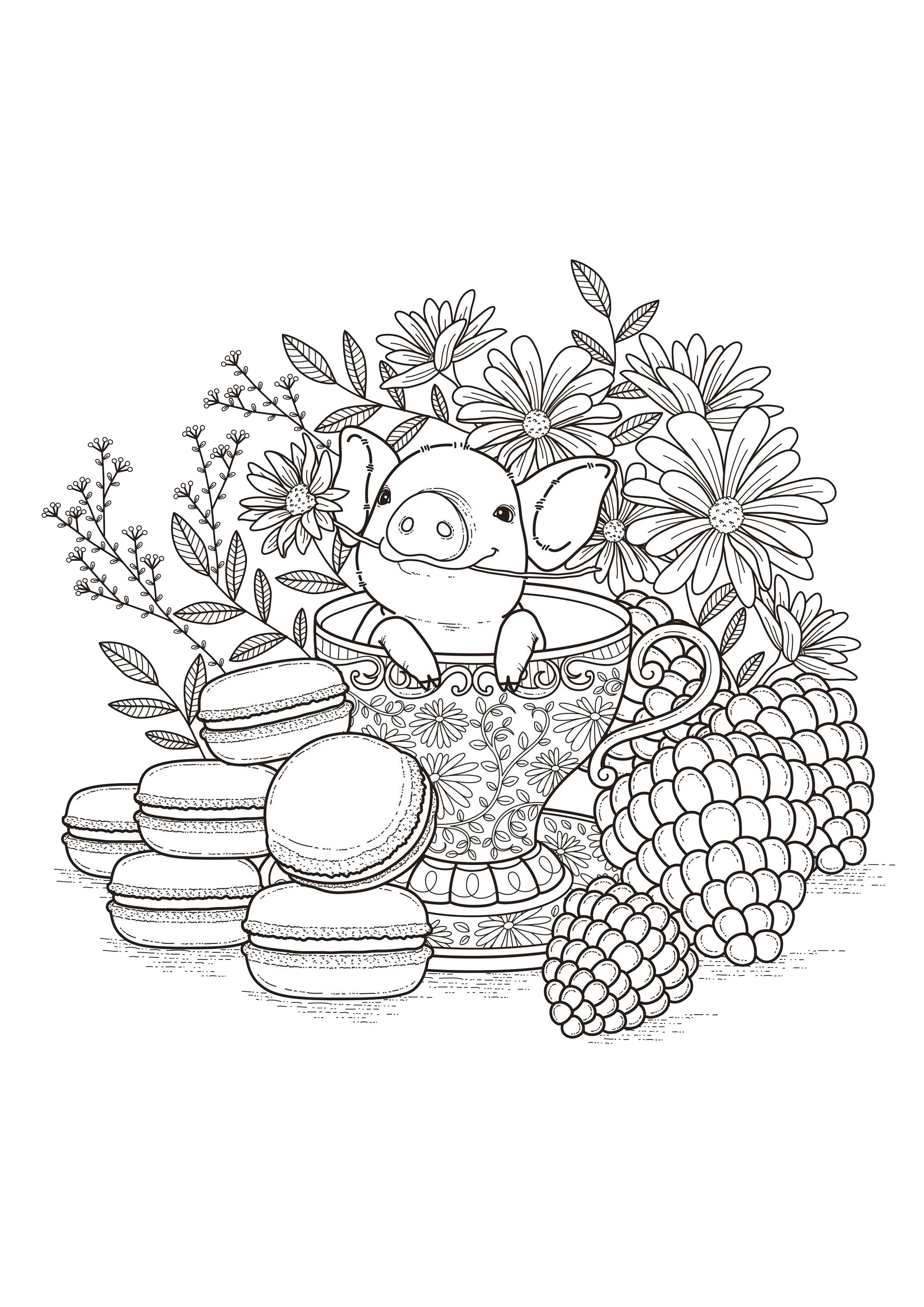 image=fleurs et ve ation coloriage adultes fruits macarons 1