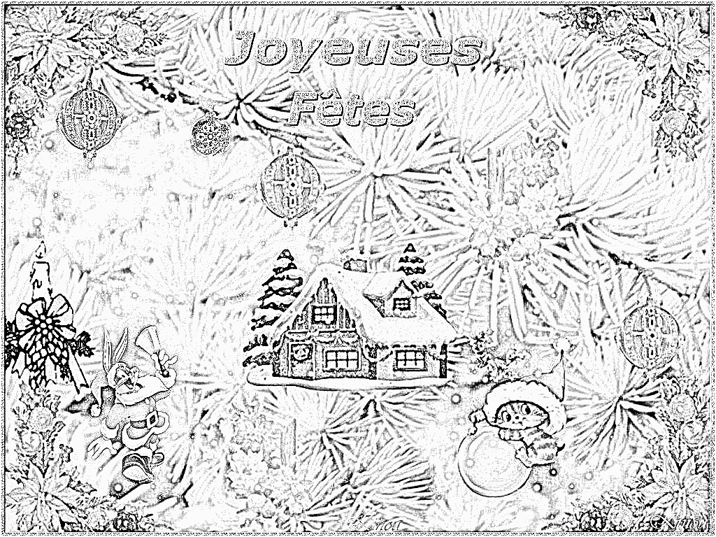 frais coloriage paysage de noel imprimer