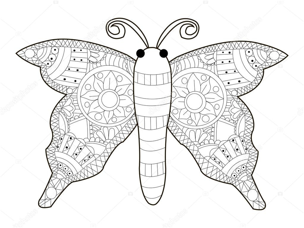 stock illustration butterfly coloring vector for adults