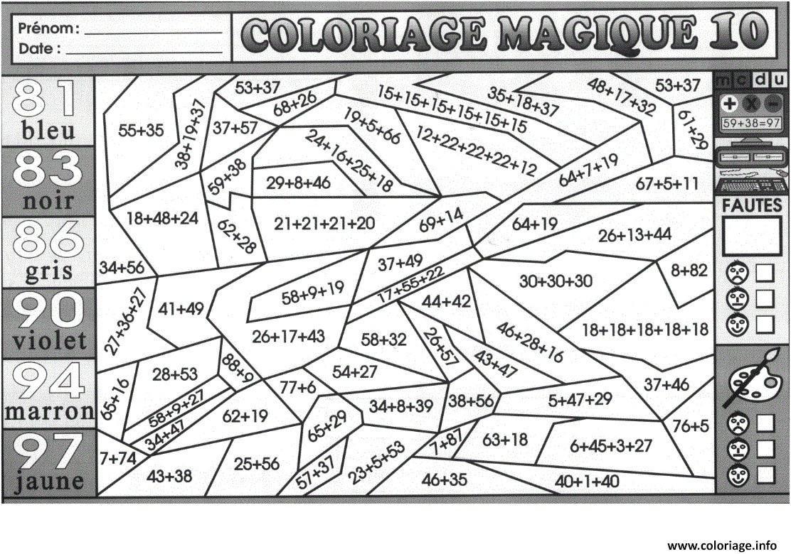 coloriage magique cm2 maths en ligne coloriage magique gratuit a imprimer magique ce2