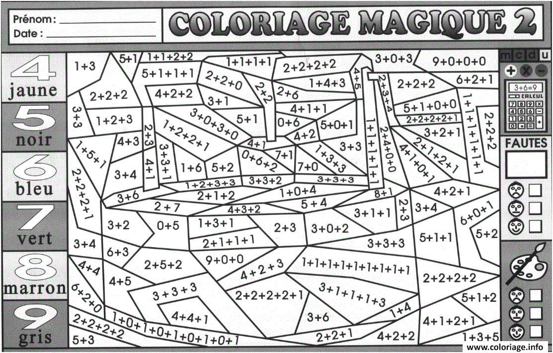 magique addition 34 coloriage