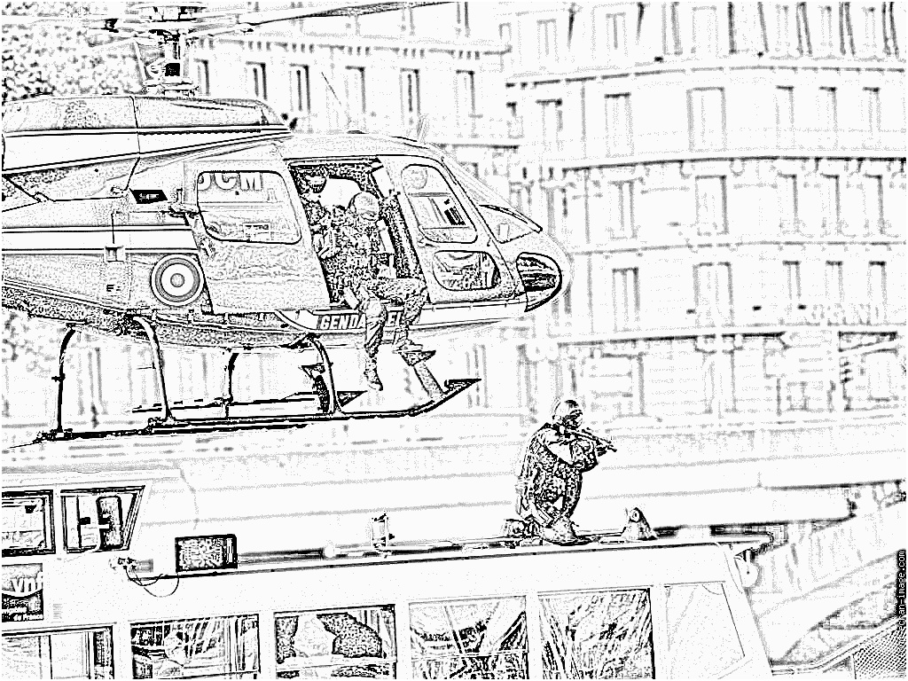 coloriage depose gipn sur toit du naviretn helicoptere