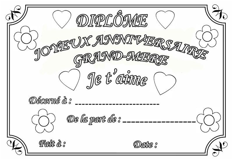 3207 coloriage diplome anniversaire mamie