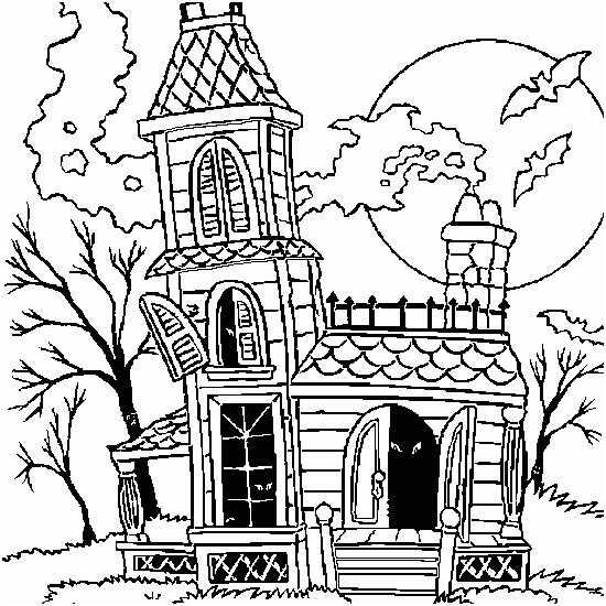 coloriage halloween maison hantee fantome