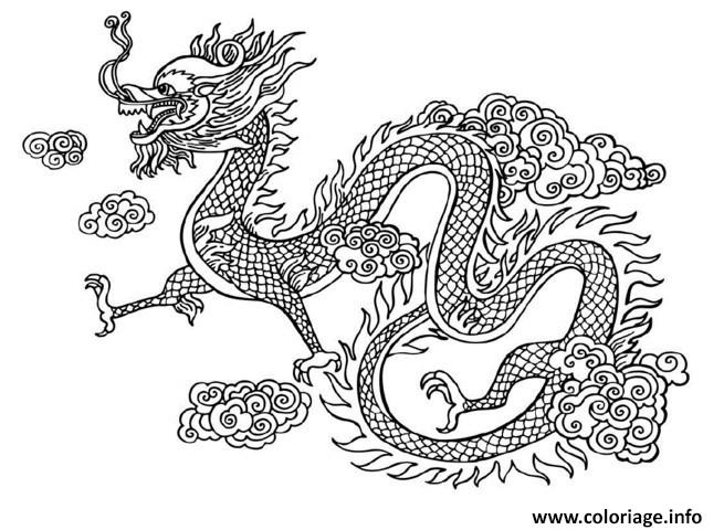 coloriage mandala dragon chinois