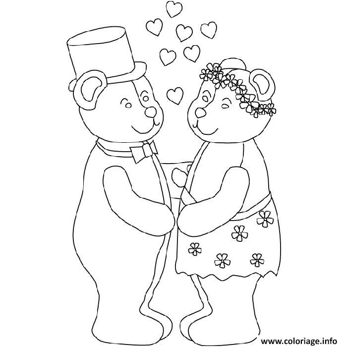 mariage nounours coloriage dessin