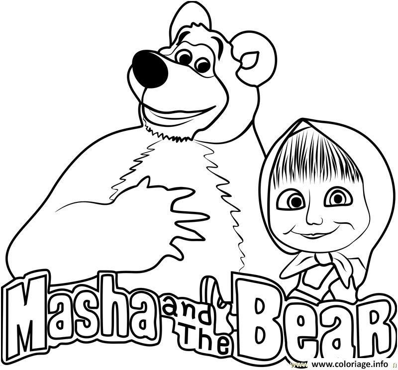 masha and the bear masha et michka logo coloriage