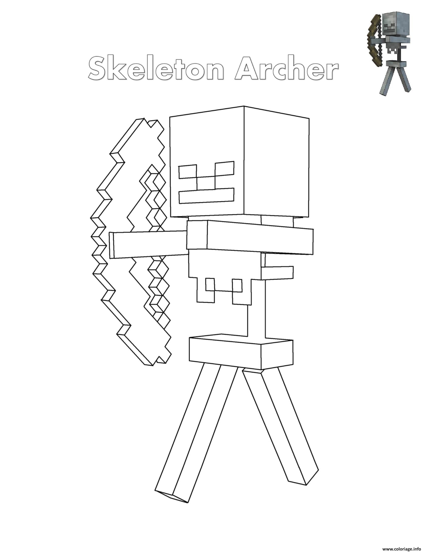 skeleton archer minecraft coloriage