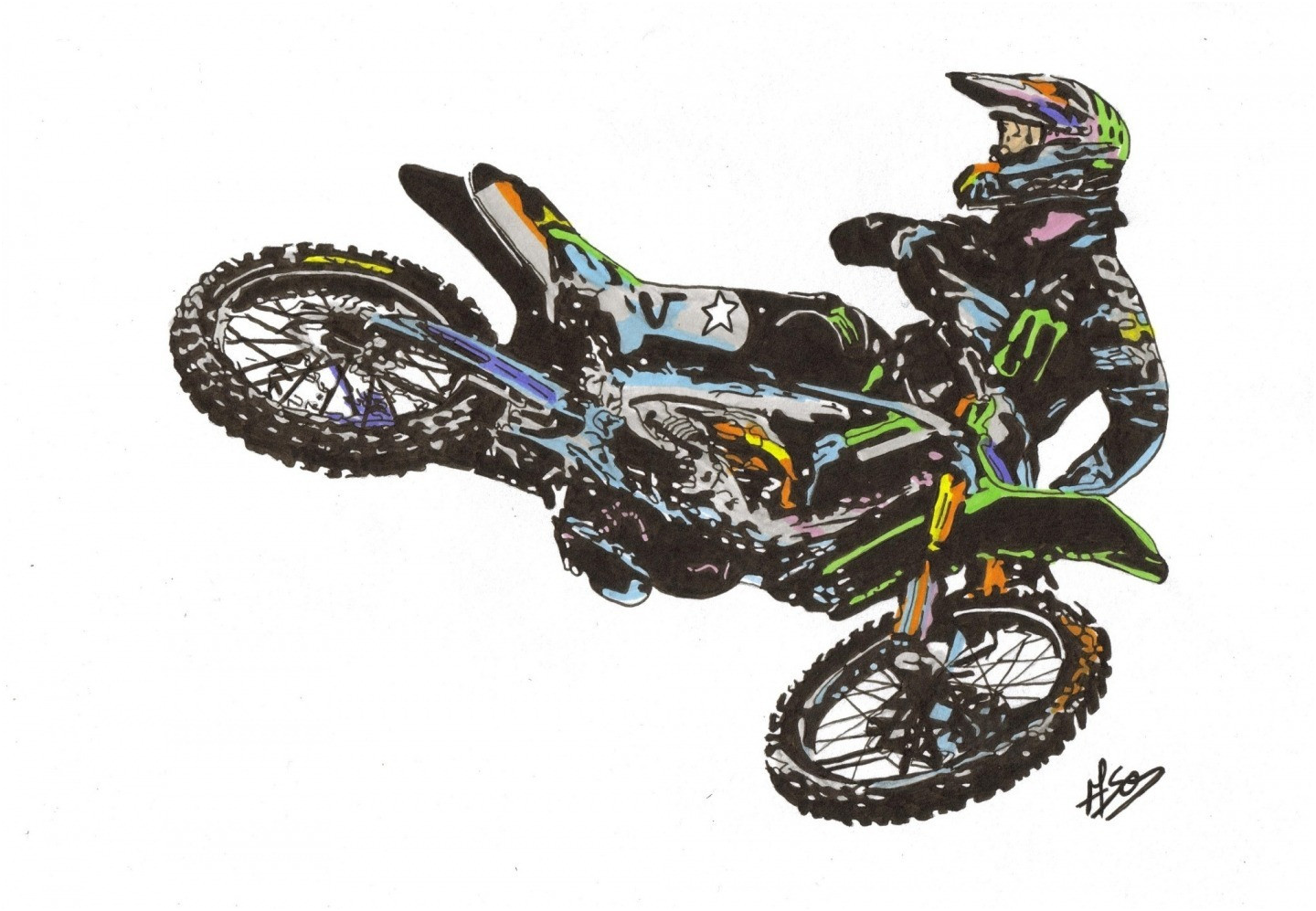 dessin moto cross