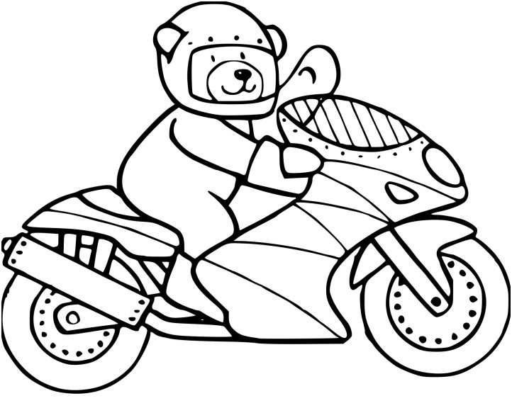 coloriage ours en moto