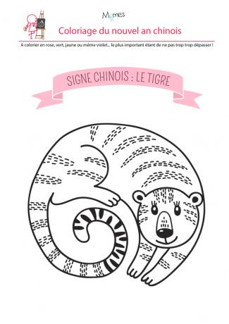 Coloriage du calendrier chinois le tigre Momes Coloriage du calendrier chinois le tigre