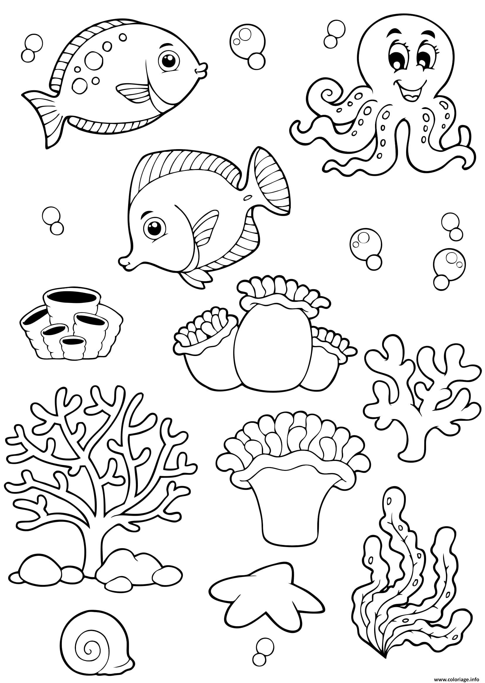 animaux de la mer ocean poissons enfants coloriage