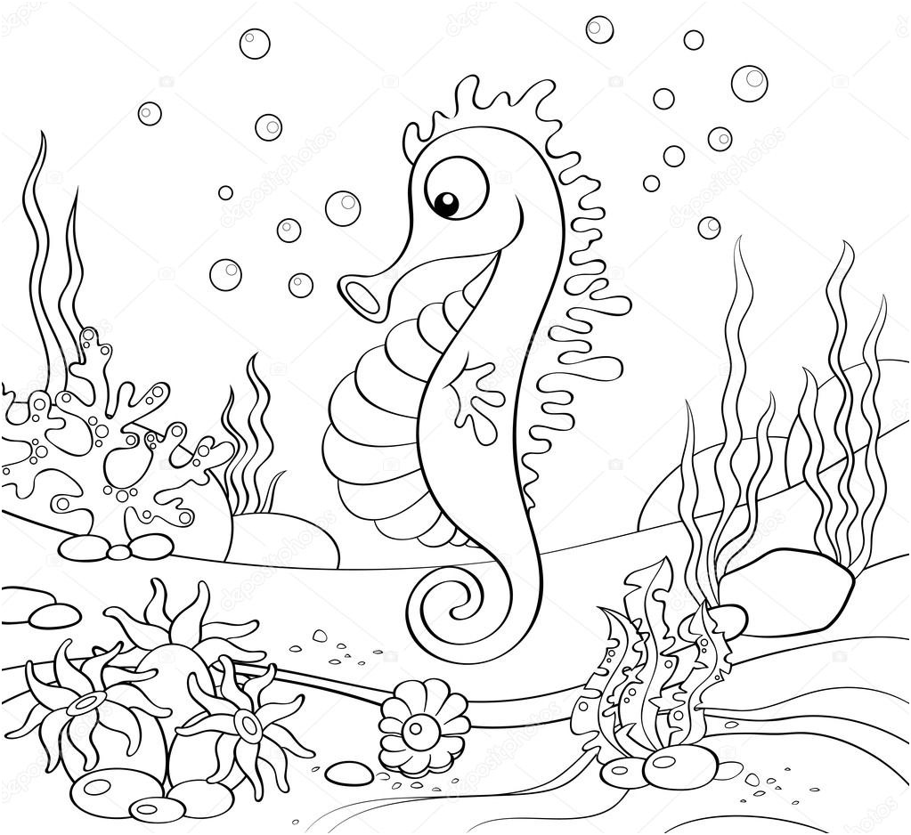 stock illustration seahorse underwater world