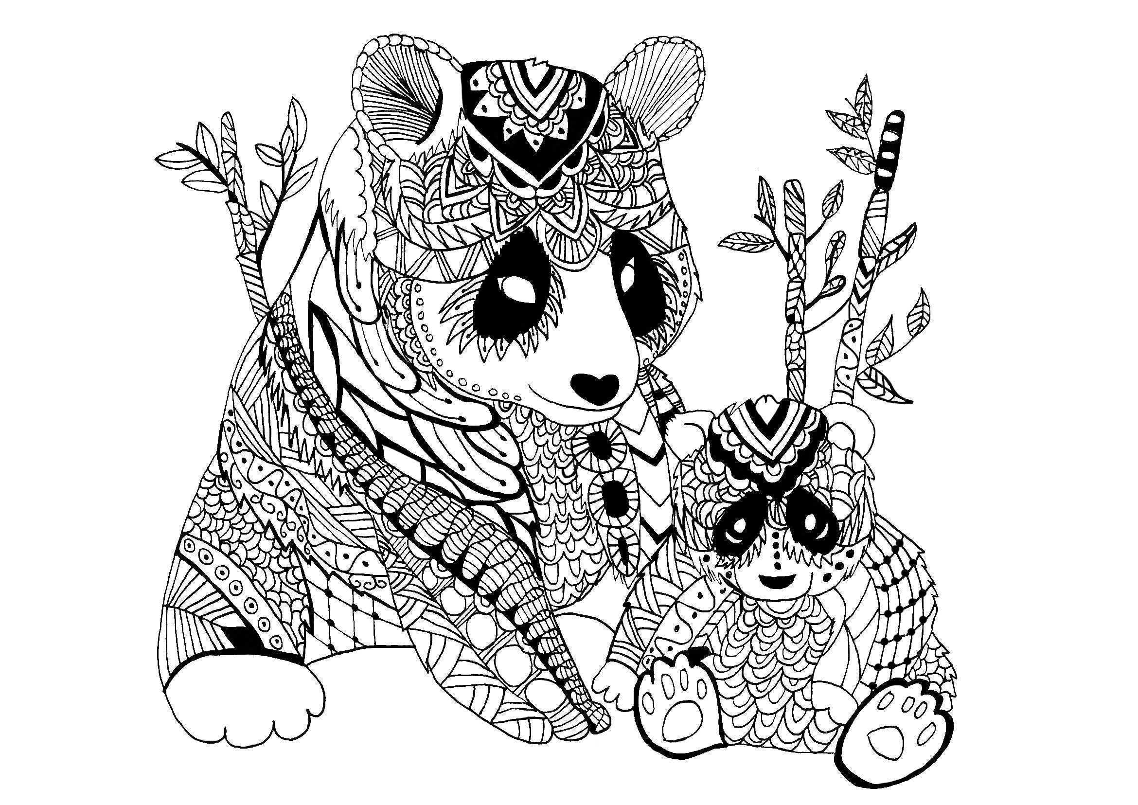mandala panda imprimer luxe coloriage anti stress animaux tigre