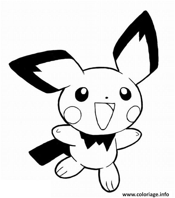 pikachu pichu heureux coloriage