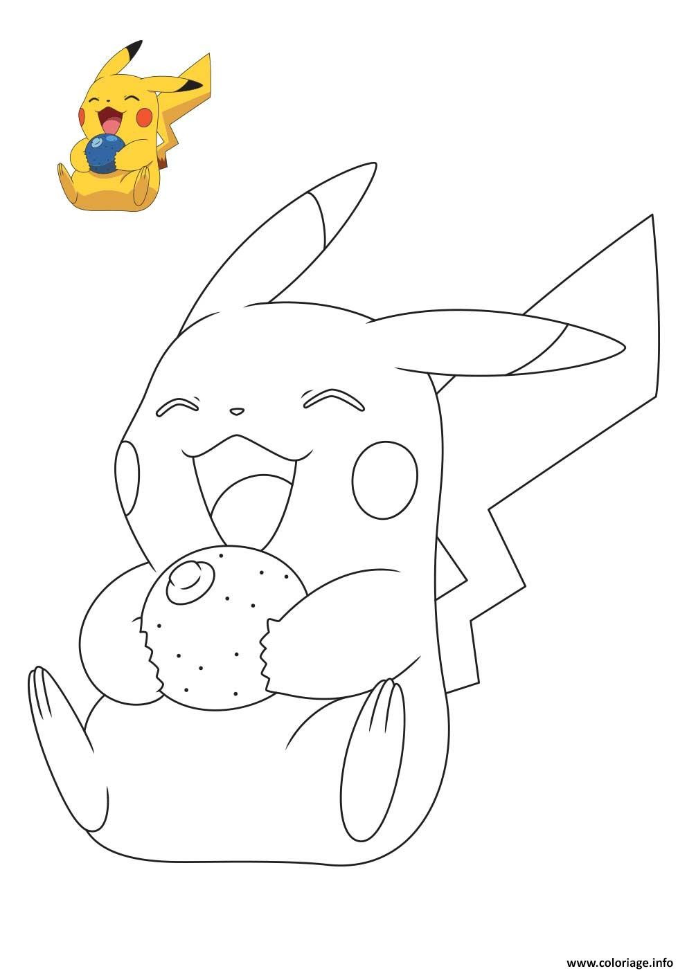 pokemon pikachu entrain de rigoler coloriage