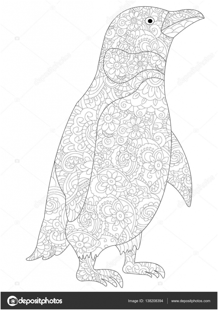 stock illustration penguin coloring vector for adults