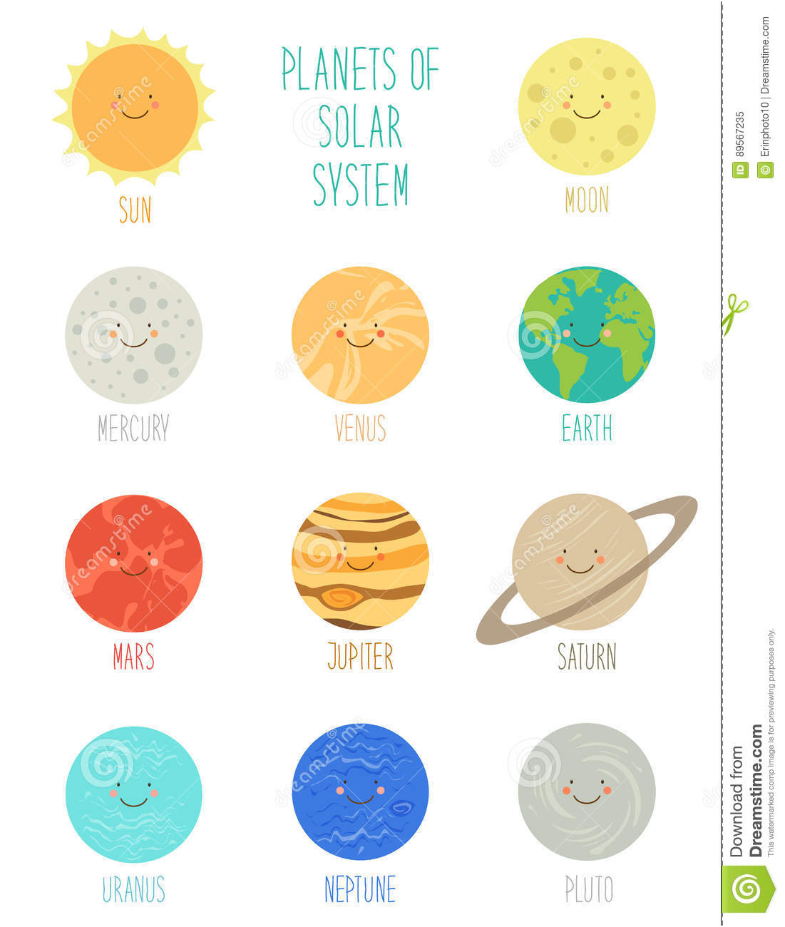 personnages de dessin anime de sourire mignons des planetes du concernant dessin du systeme solaire