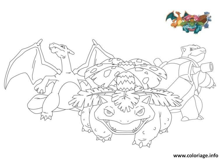 pokemon florizarre dracaufeu tortank coloriage