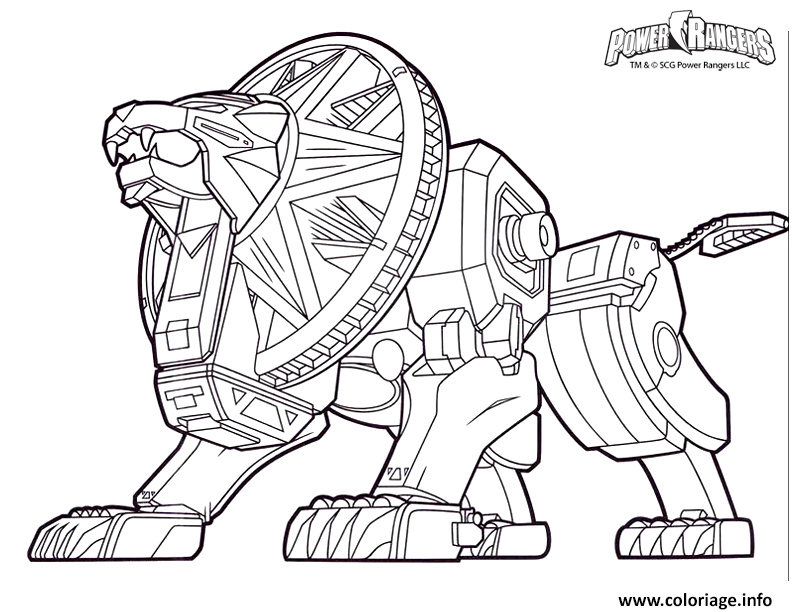 power rangers dino charge lion robot coloriage dessin