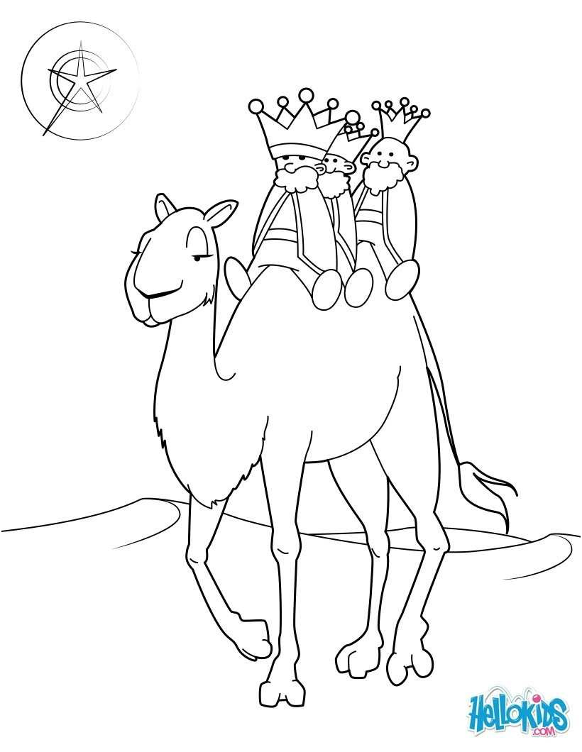 7166 coloriages les rois mages sur leur chameau fr hellokids 1481 chameau de profil coloriage dessin