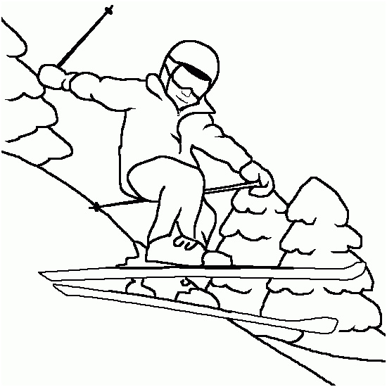 dessin saut ski neige hiver
