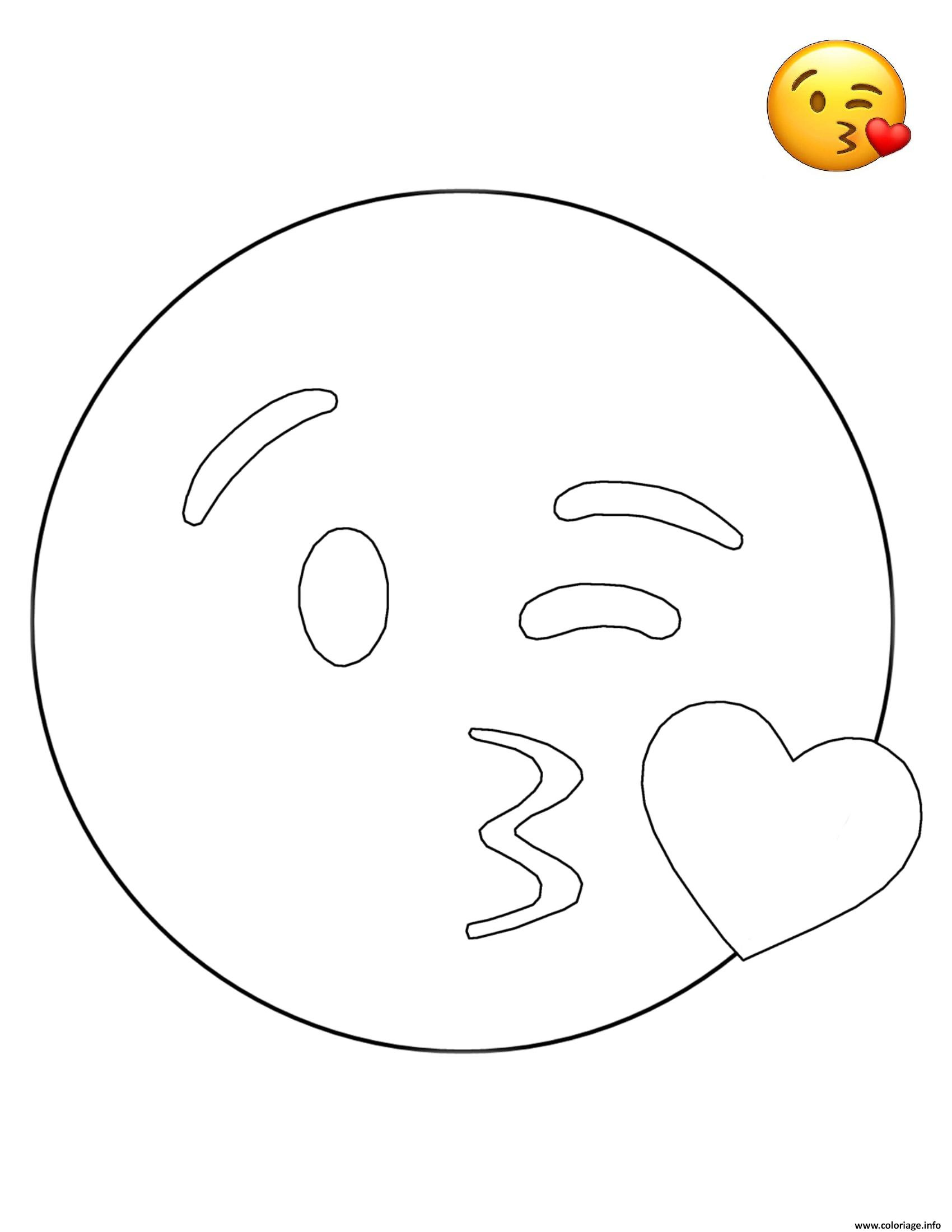 emoji kissing smiley coloriage dessin