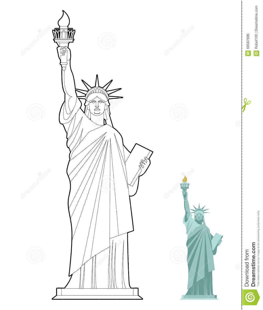 illustration stock statue de livre de coloriage de libert symbole de la libert et de la dmocratie image