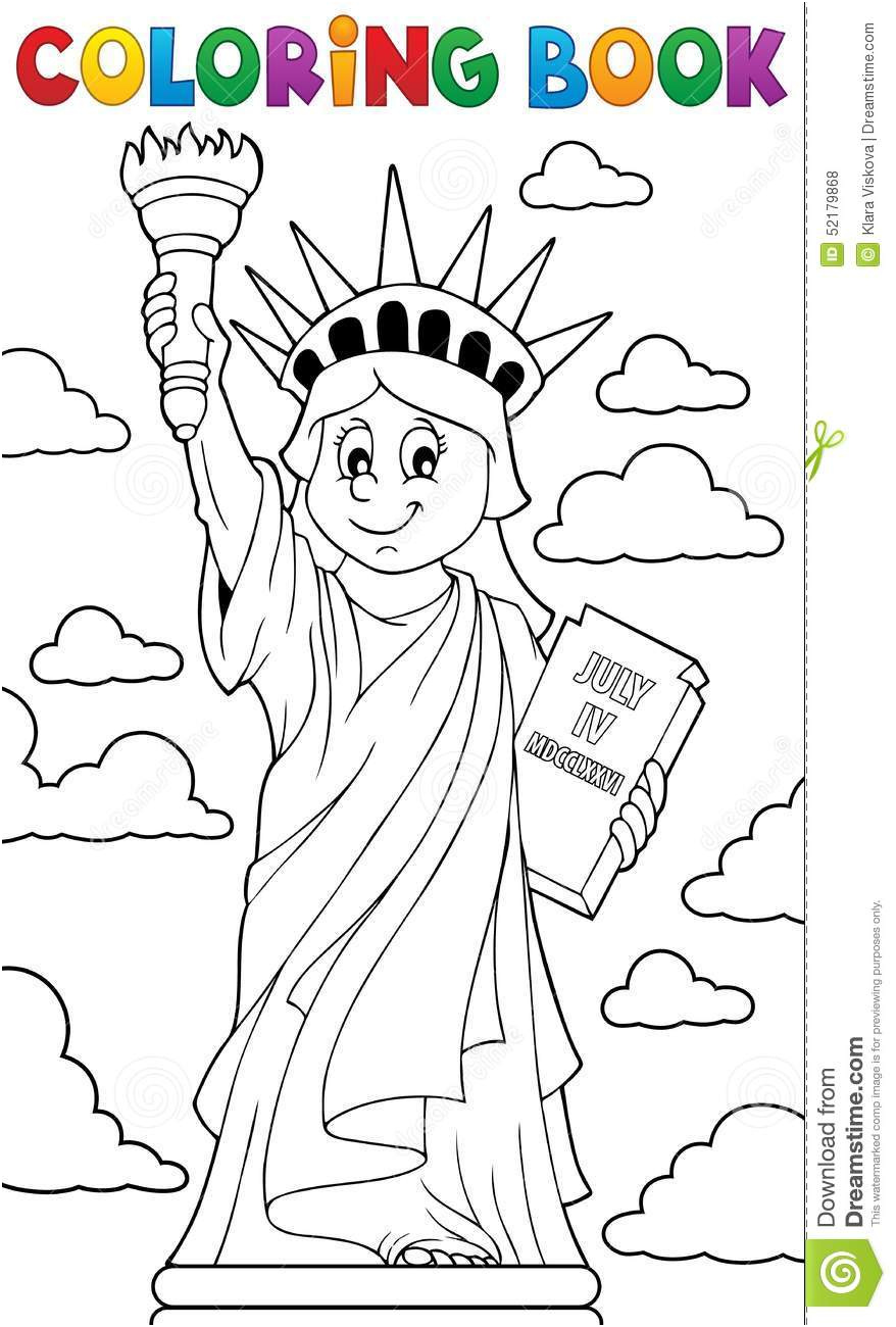 illustration stock statue de livre de coloriage du thème de liberté image