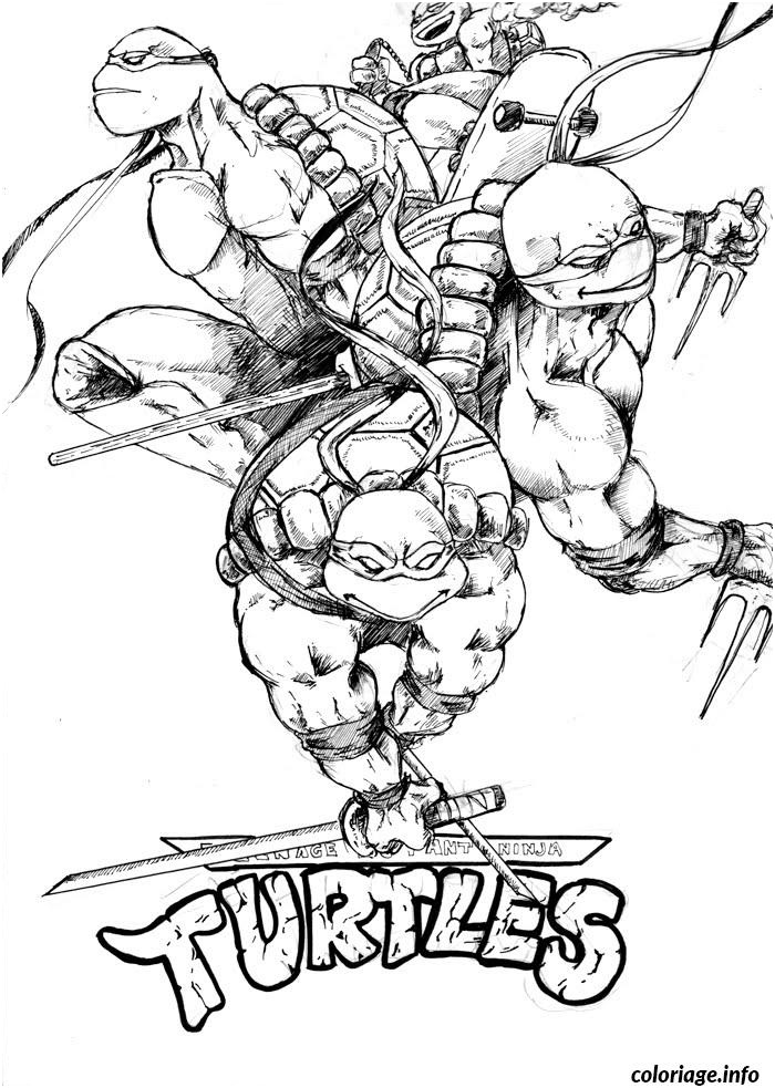 tortue ninja team logo coloriage dessin