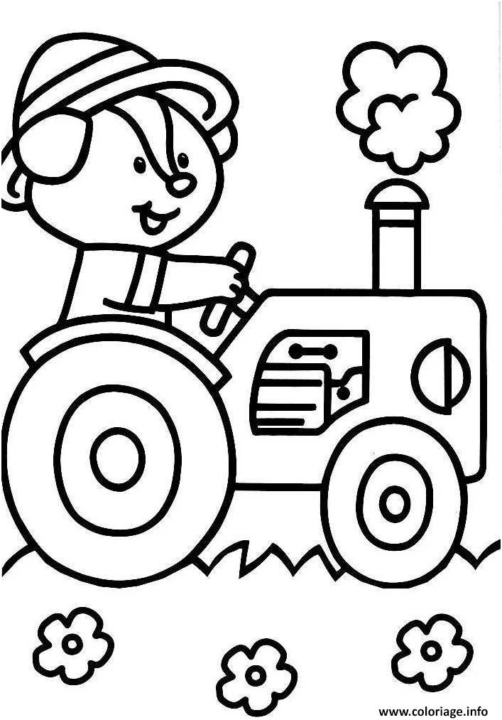 tracteur avec un animal coloriage