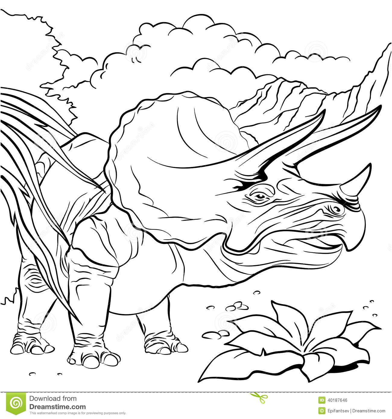 image libre de droits dinosaure de triceratops pour livre de coloriage illustration image