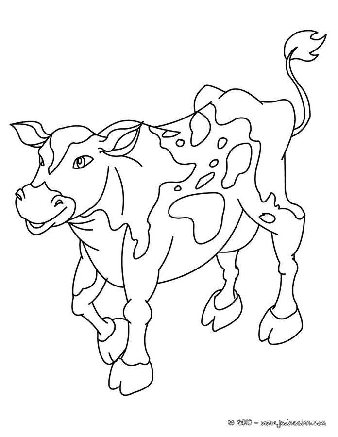 coloriage a dessiner de vache et de tracteur