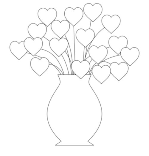 hearts flowers coloring pages for kids