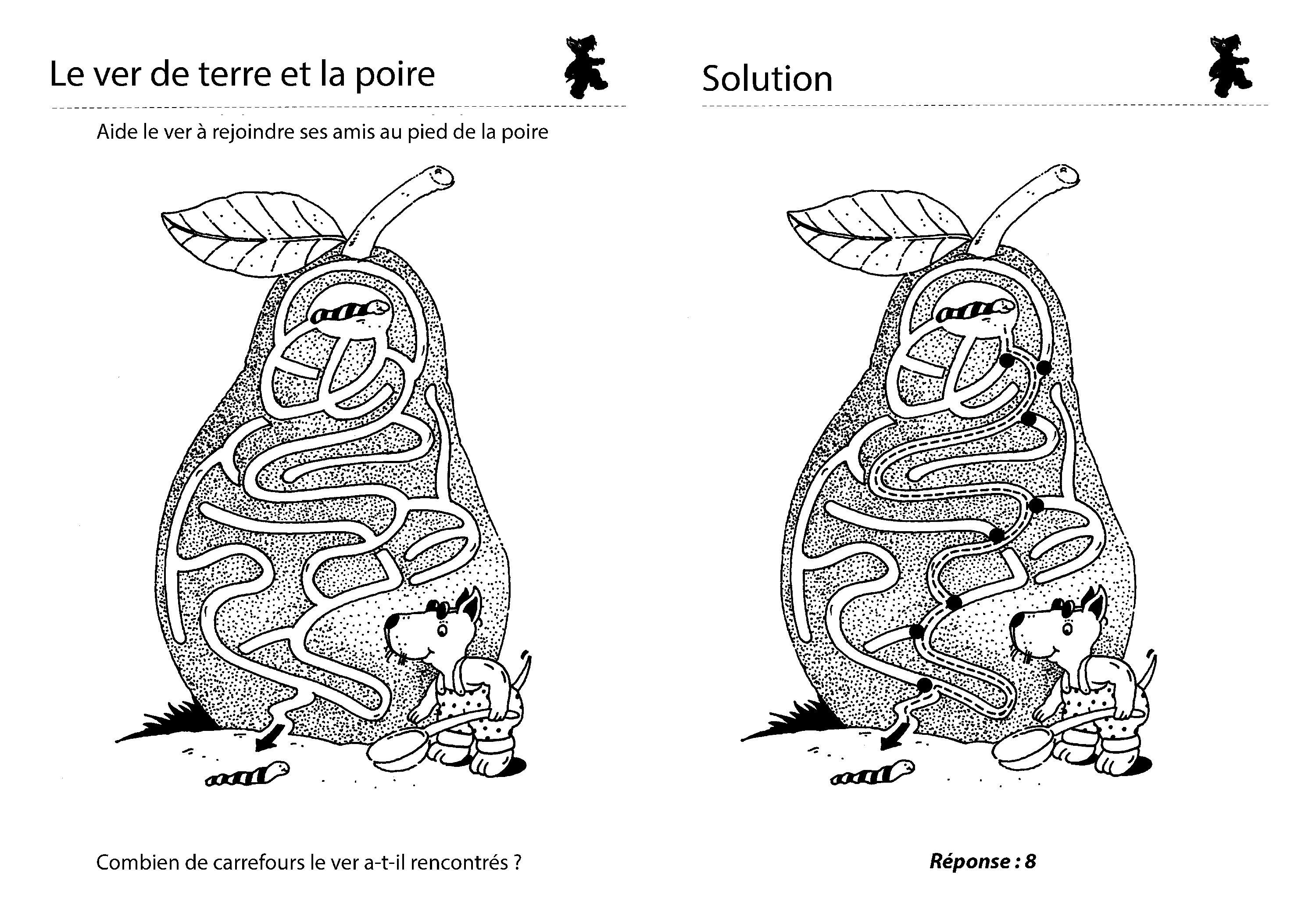 coloriage a imprimer le ver de terre et la poire