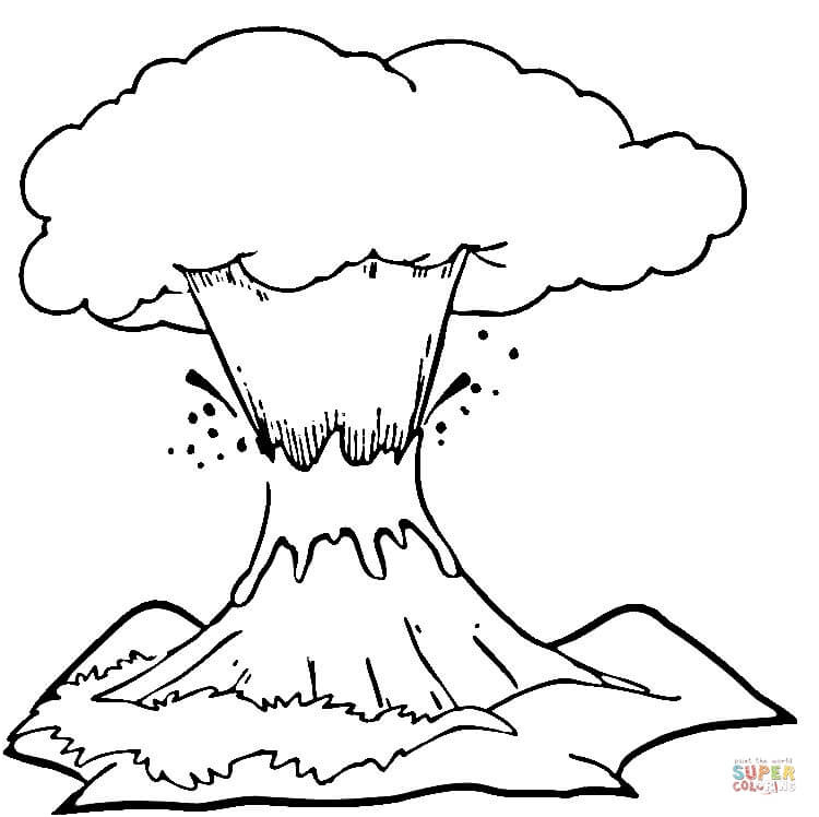 volcan en eruption