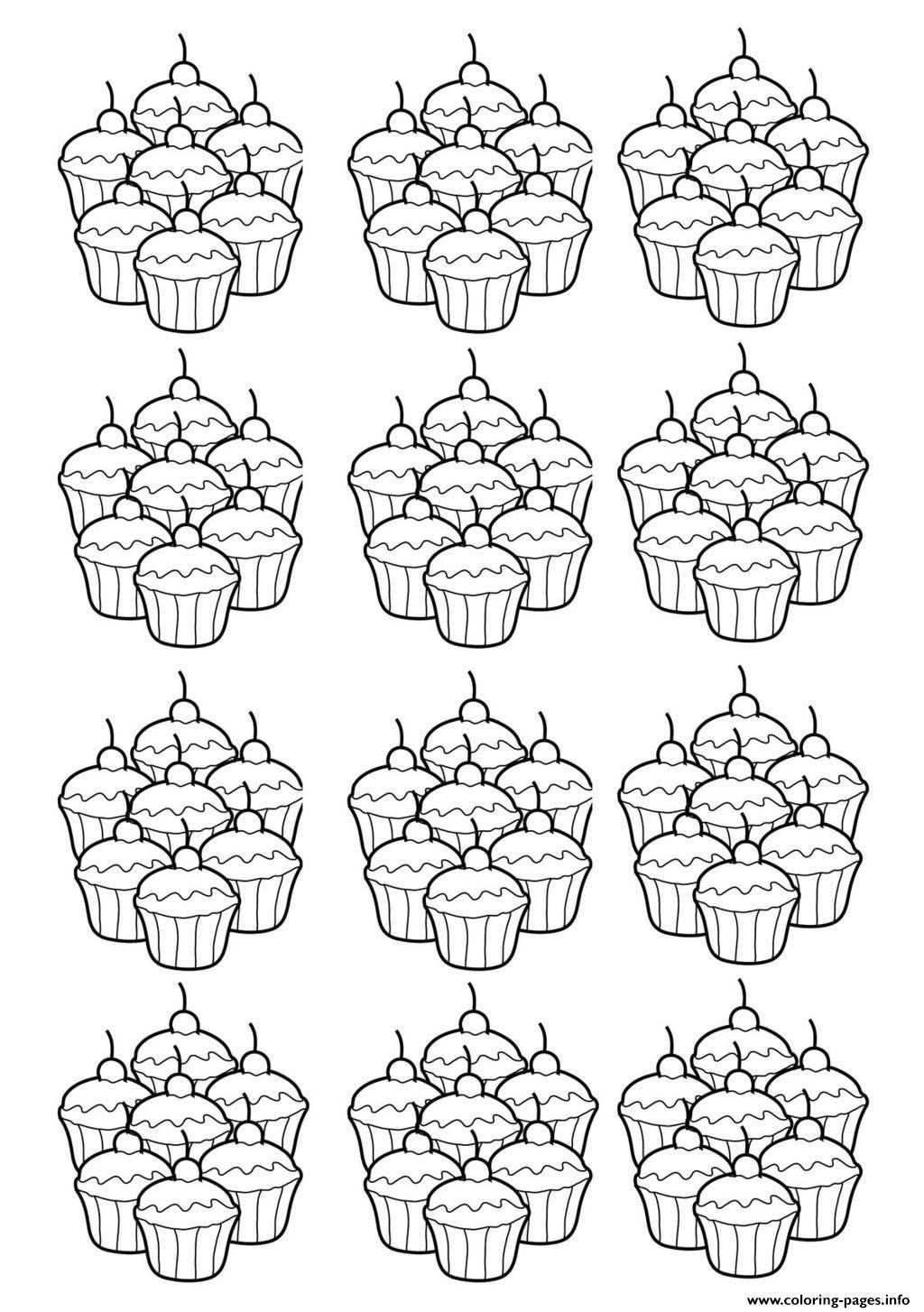 mosaique cupcakes enfantins coloriage dessin