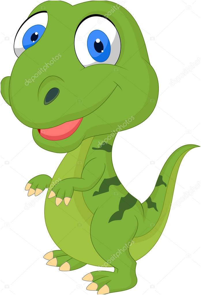 stock illustration cute cartoon green dinosaur