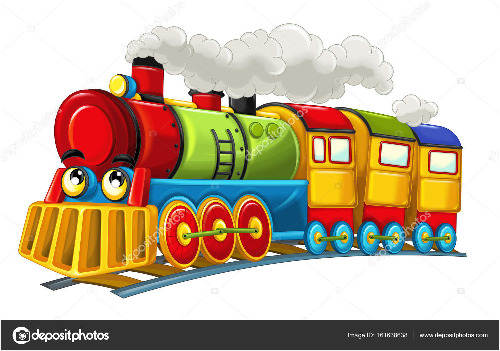 stock photo cartoon funny looking steam train